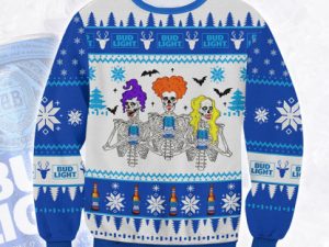 Bud Light Hocus Pocus Skull Ugly Christmas Sweater - Image 1