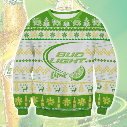 bud light lime ugly christmas sweater 1 Bud Light Lime Ugly Christmas Sweater - Image 1