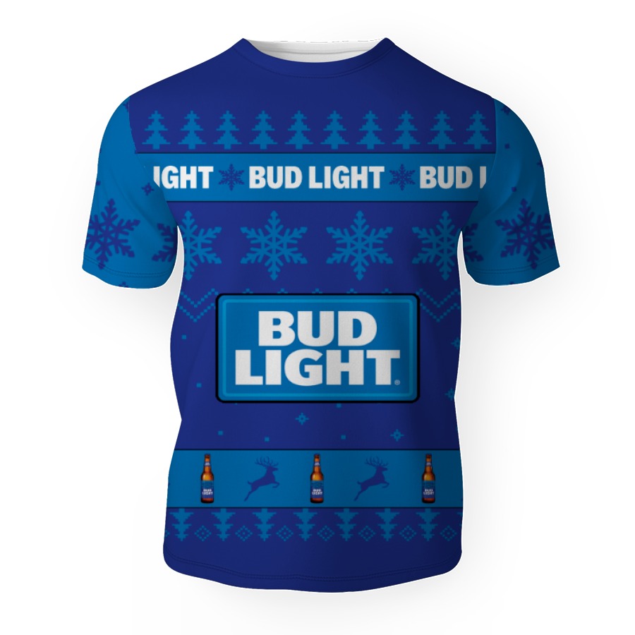bud light merry christmas unisex gift fan 3d unisex t shirt 1 Bud Light Merry Christmas Unisex Gift Fan-3D Unisex T-Shirt - Image 1