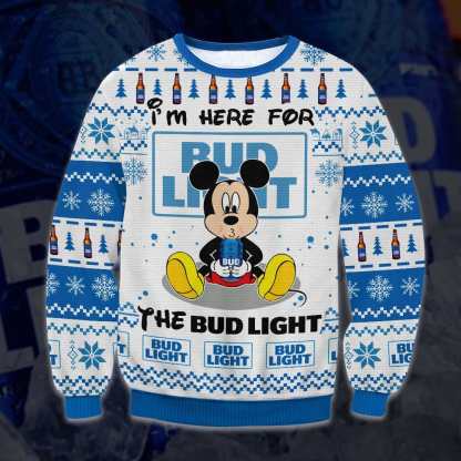 bud light mickey here ugly christmas sweater 1 Bud Light Mickey Here Ugly Christmas Sweater - Image 1