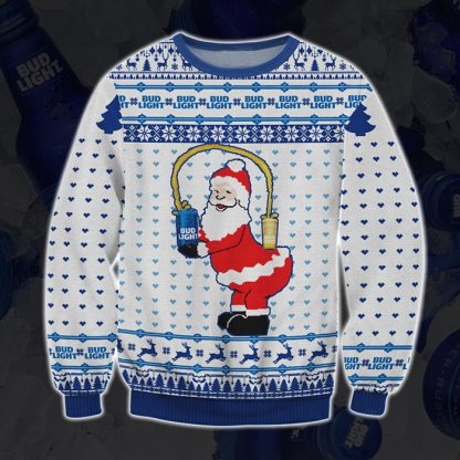 bud light santa ugly christmas sweater 1 Bud Light Santa Ugly Christmas Sweater - Image 1