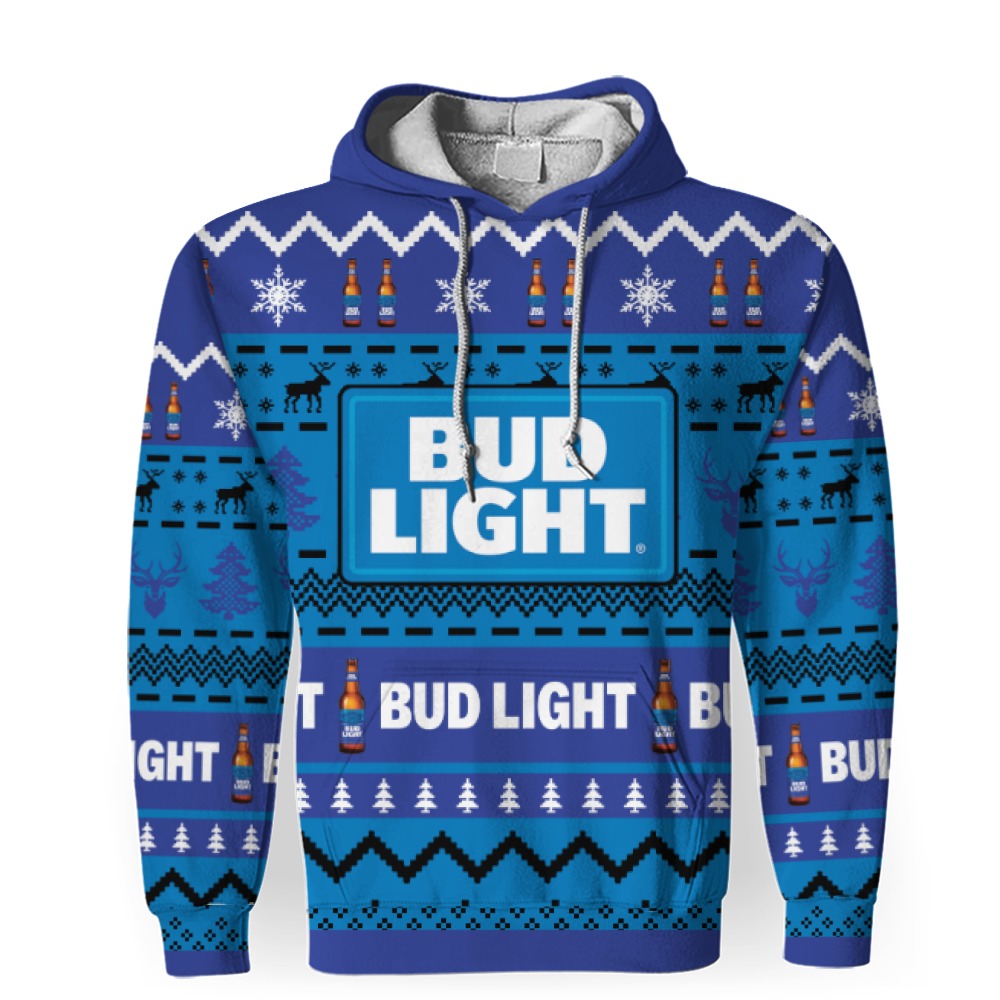bud light shirts beer vintage logo 3d unisex hoodie 1 Bud Light Shirts Beer Vintage Logo-3D Unisex Hoodie - Image 1