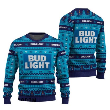 bud light snowing christmas ugly christmas sweater 1 Bud Light Snowing Christmas Ugly Christmas Sweater - Image 1