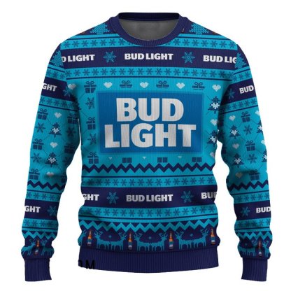 bud light snowing christmas ugly christmas sweater 2 Bud Light Snowing Christmas Ugly Christmas Sweater - Image 2