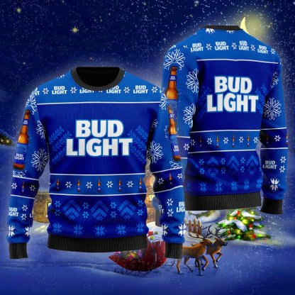 bud light xmas ugly christmas sweater 1 Bud Light Xmas Ugly Christmas Sweater - Image 1
