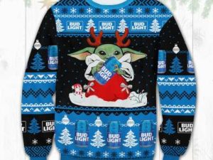 Bud Light Yoda Christmas Ugly Christmas Sweater - Image 1