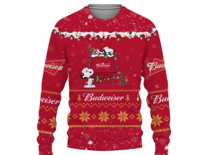 Budweiser American Merry Christmas, Snoopy House Cute Fan Gift-3D Sweatshirt - Image 1