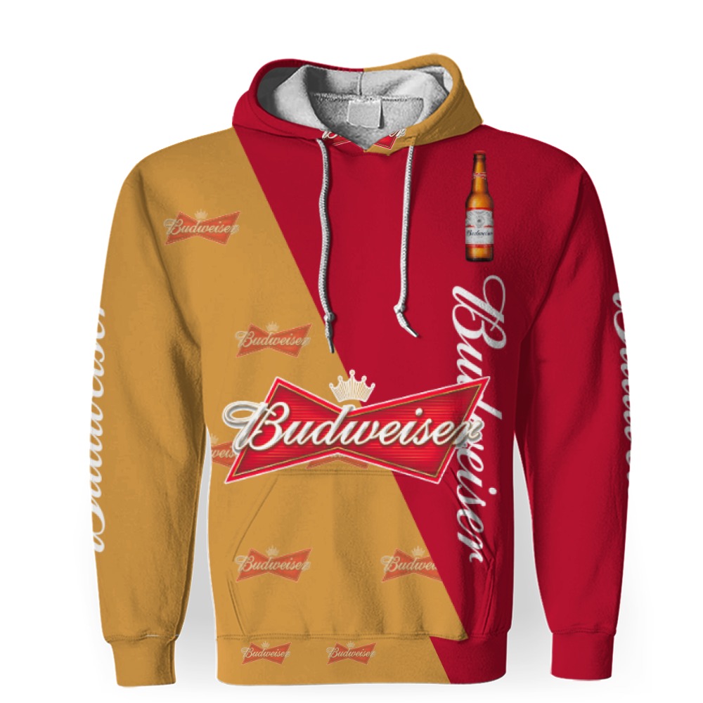 budweiser and pattern logo 3d unisex hoodie 1 Budweiser And Pattern Logo-3D Unisex Hoodie - Image 1
