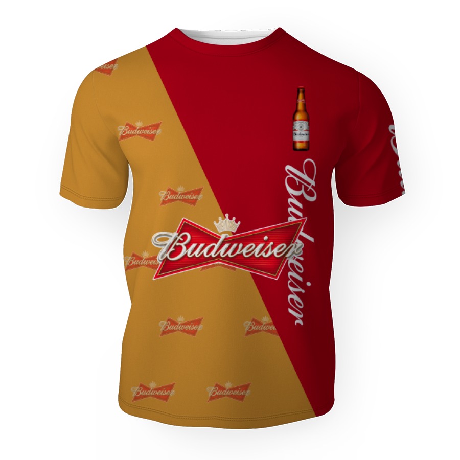 budweiser and pattern logo 3d unisex t shirt 1 Budweiser And Pattern Logo-3D Unisex T-Shirt - Image 1