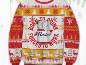 Budweiser Born To Drink Ugly Christmas Sweater - Image 1