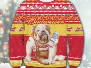 Budweiser Bulldog Ugly Christmas Sweater - Image 1