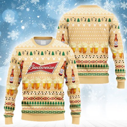 budweiser christmas ugly christmas sweater 1 Budweiser Christmas Ugly Christmas Sweater - Image 1