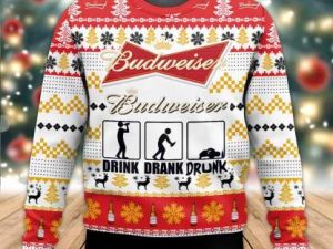 Budweiser Drunk Ugly Christmas Sweater - Image 1