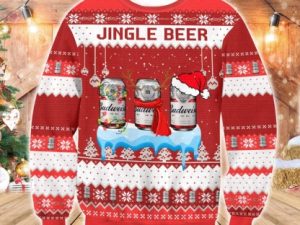 Budweiser Jingle Beer Ugly Christmas Sweater - Image 1