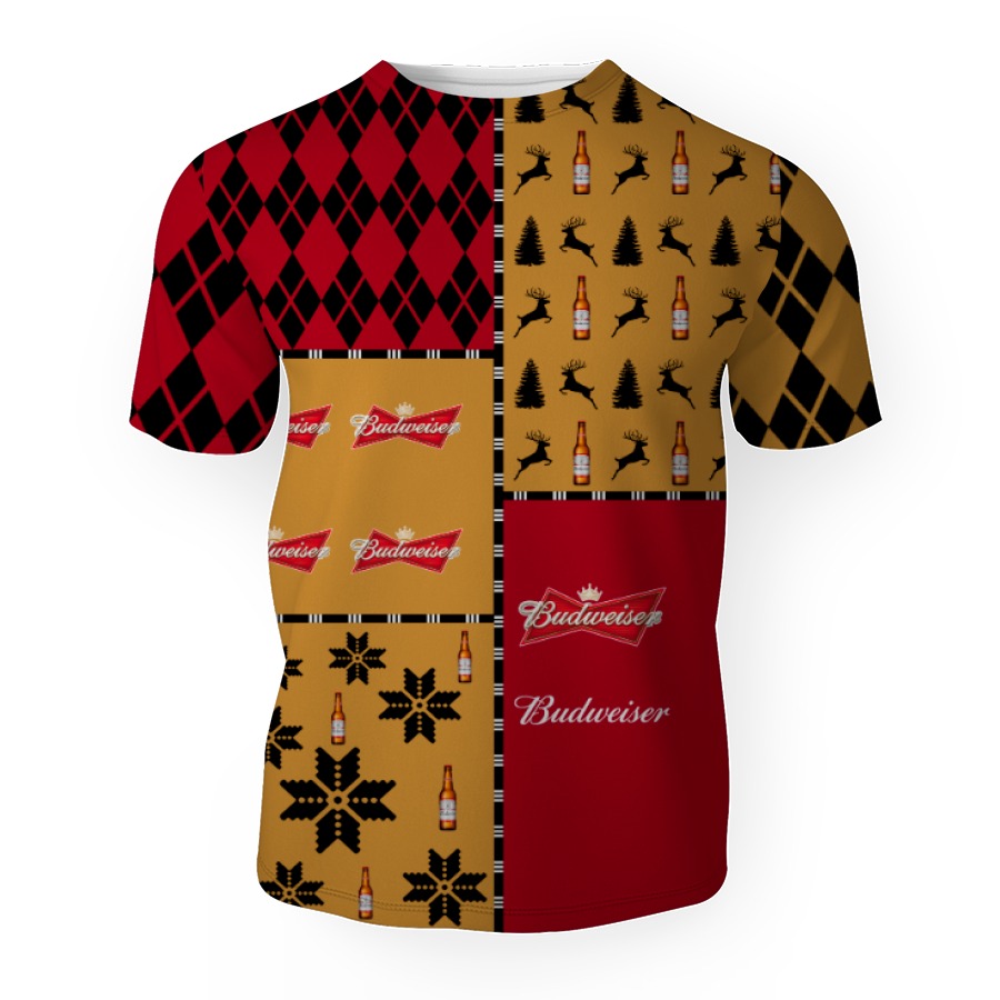 budweiser merry christmas and 3d unisex t shirt 1 Budweiser Merry Christmas And -3D Unisex T-Shirt - Image 1