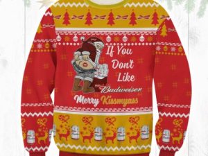 Budweiser Merry Kissmyass Ugly Christmas Sweater - Image 1