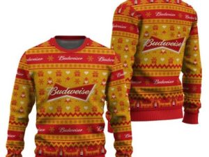 Budweiser Snowing Christmas Ugly Christmas Sweater - Image 1