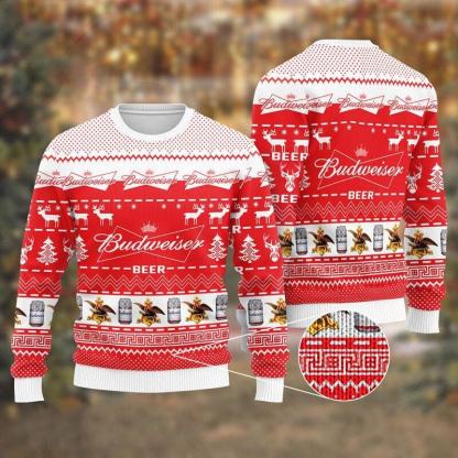 budweiser ugly christmas sweater holiday gift 1 Budweiser Ugly Christmas Sweater Holiday Gift - Image 1