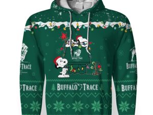 Buffalo Trace American Merry Christmas, Snoopy House Cute Fan Gift-3D Unisex Hoodie - Image 1