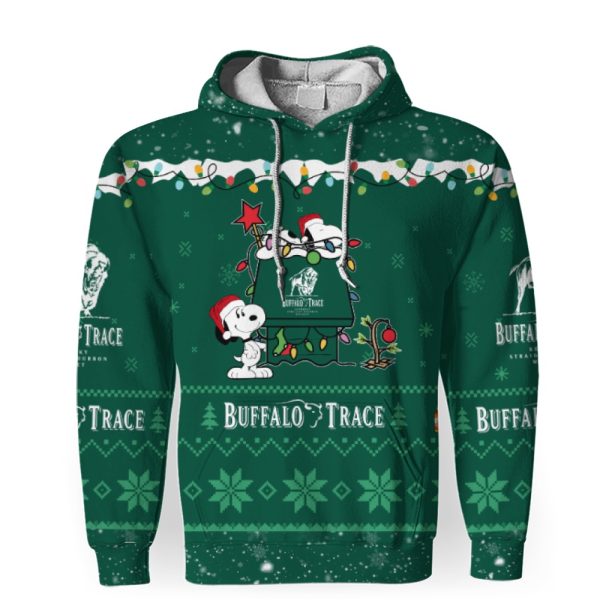 Buffalo Trace American Merry Christmas, Snoopy House Cute Fan Gift-3D Unisex Hoodie - Image 1