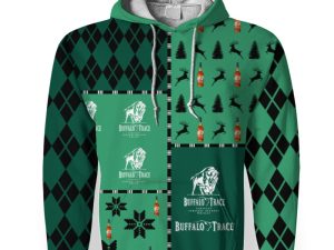 Buffalo Trace Merry Christmas And -3D Unisex Hoodie - Image 1