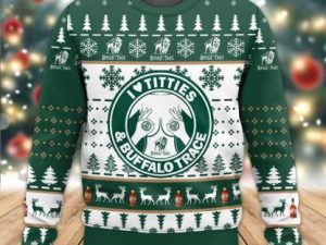 Buffalo Trace Titties Funny Ugly Christmas Sweater - Image 1