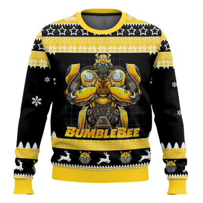 bumblebee transformers ugly christmas sweater 1 Bumblebee Transformers Ugly Christmas Sweater - Image 1
