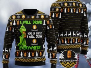 Bundaberg Grinch Will Drink Everywhere Ugly Christmas Sweater - Image 1