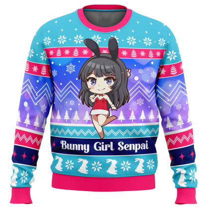 bunny girl senpai rascal does not dream of bunny girl senpai ugly christmas sweater 1 Bunny Girl Senpai Rascal Does Not Dream Of Bunny Girl Senpai Ugly Christmas Sweater - Image 1