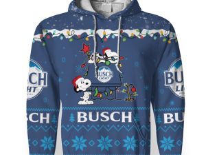 Busch Light American Merry Christmas, Snoopy House Cute Fan Gift-3D Unisex Hoodie - Image 1