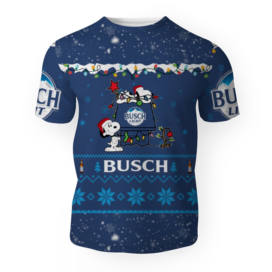 busch light american merry christmas snoopy house cute fan gift 3d unisex t shirt 1 Busch Light American Merry Christmas, Snoopy House Cute Fan Gift-3D Unisex T-Shirt - Image 1