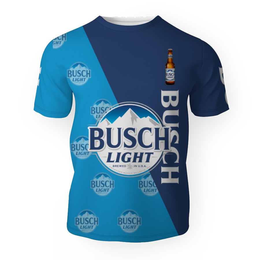busch light and pattern logo 3d unisex t shirt 1 Busch Light And Pattern Logo-3D Unisex T-Shirt - Image 1