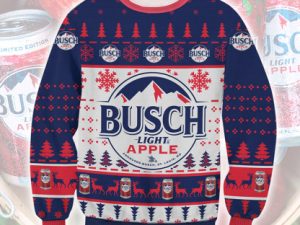 Busch Light Apple Ugly Christmas Sweater - Image 1