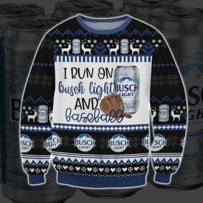 busch light baseball ugly christmas sweater holiday gift 1 Busch Light Baseball Ugly Christmas Sweater Holiday Gift - Image 1