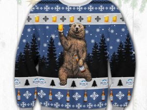 Busch Light Bear Ugly Christmas Sweater - Image 1