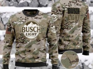 Busch Light Camo Ugly Christmas Sweater - Image 1
