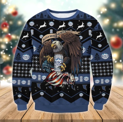 busch light eagle ugly christmas sweater 1 Busch Light Eagle Ugly Christmas Sweater - Image 1