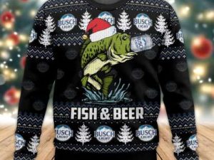 Busch Light Fish Ugly Christmas Sweater - Image 1
