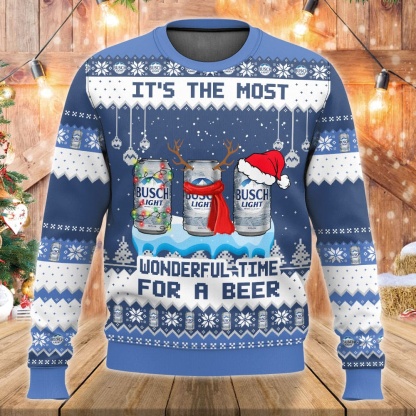 busch light its the most wonderful time for a beer ugly christmas sweater 1 Busch Light Its The Most Wonderful Time For A Beer Ugly Christmas Sweater - Image 1