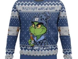 Busch Light Makes Me Happy Ugly Christmas Sweater - Image 1