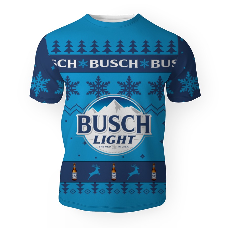 busch light merry christmas unisex gift fan 3d unisex t shirt 1 Busch Light Merry Christmas Unisex Gift Fan-3D Unisex T-Shirt - Image 1
