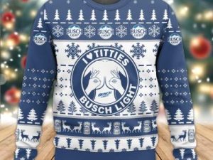 Busch Light Titties Funny Ugly Christmas Sweater - Image 1