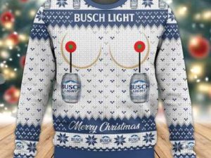 Busch Light Titties Funny Ugly Christmas Sweater Holiday Gift - Image 1