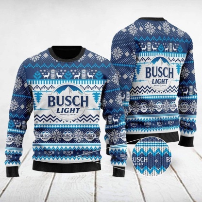 busch light ugly christmas sweater holiday custome 1 Busch Light Ugly Christmas Sweater Holiday Custome - Image 1