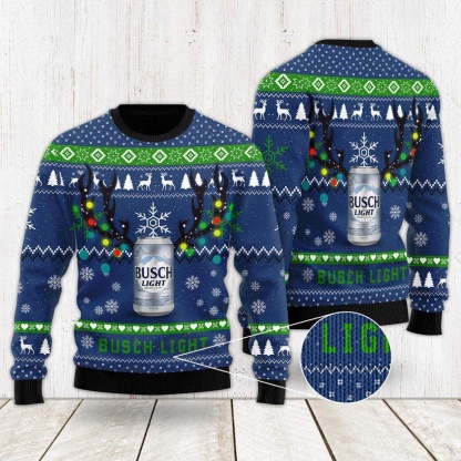 busch light ugly christmas sweater holiday gift 1 Busch Light Ugly Christmas Sweater Holiday Gift - Image 1