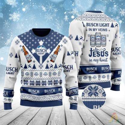 busch light ugly christmas sweater unisex holiday gift 1 Busch Light Ugly Christmas Sweater Unisex Holiday Gift - Image 1
