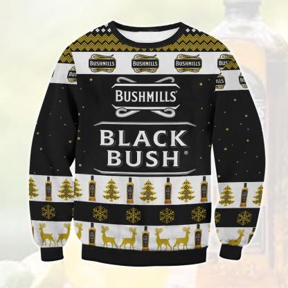 bushmills black bush ugly christmas sweater 1 Bushmills Black Bush Ugly Christmas Sweater - Image 1