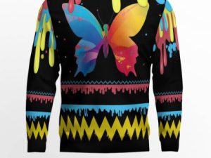 Butterfly Colorful Beauty Ugly Christmas Sweater - Image 1