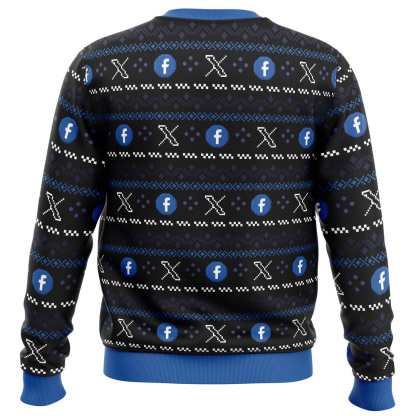 cage fighter elun mask vsmark zuckerberg funny pop culture ugly christmas sweater 2 Cage Fighter Elun Mask Vsmark Zuckerberg Funny Pop Culture Ugly Christmas Sweater - Image 2