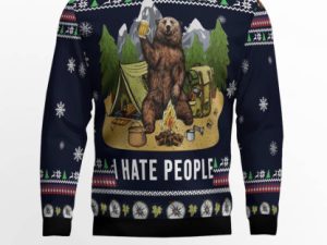 Camping I Hate People Ugly Christmas Sweater - Image 1